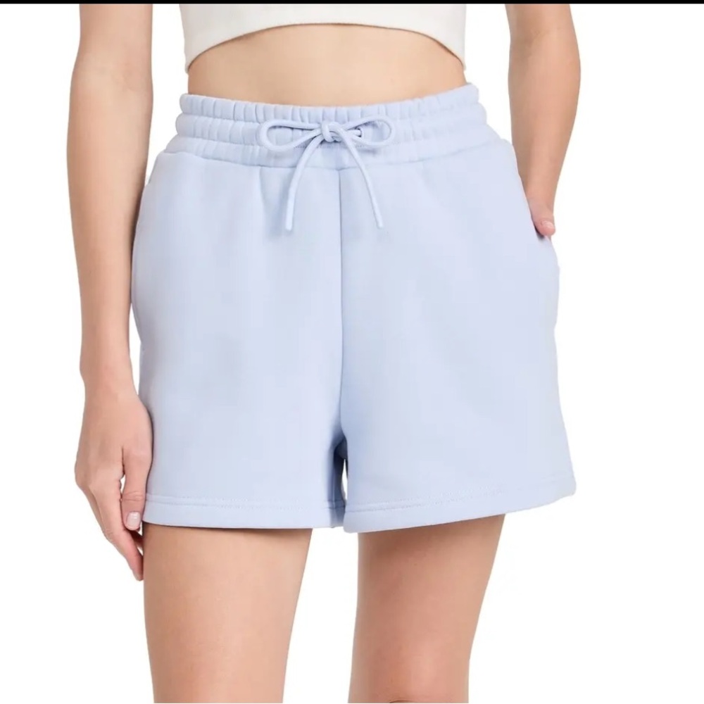 Sweaty Betty ‘Elevated Short’ High Rise Cotton Fleece Salt Blue Pocket, Sz S NWT